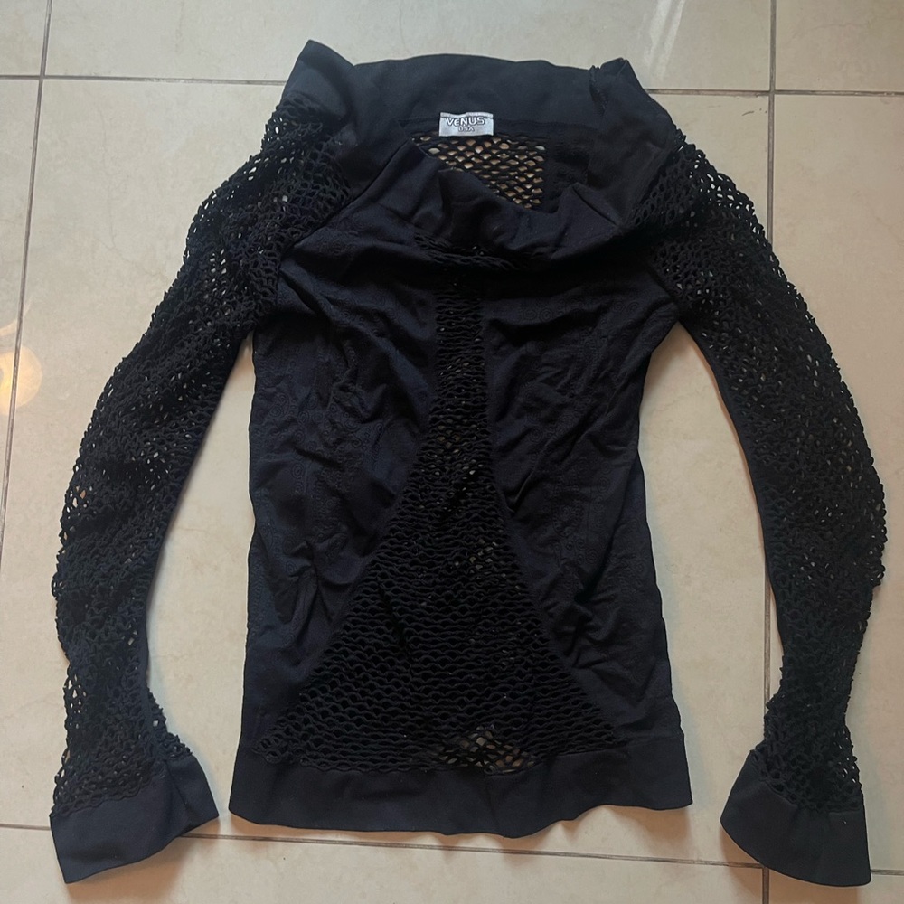 Vintage Venus Black Mesh Long Sleeve Top